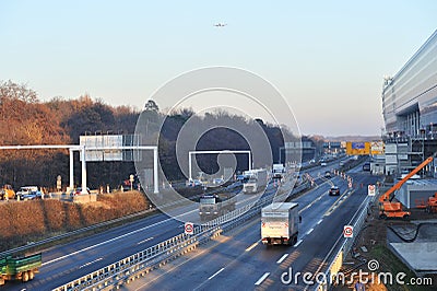 Traffic on highway near airport