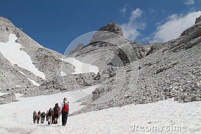Hikers going towards Jezerce, Albania