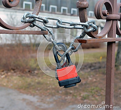 The hinged mechanical lock on a chain