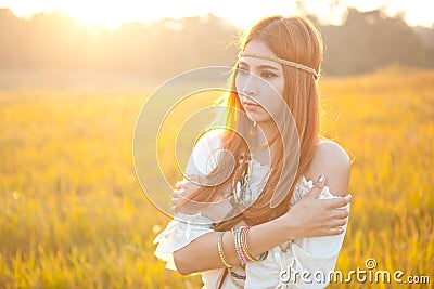 Hippie woman posing