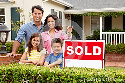 Hispanic family outside home