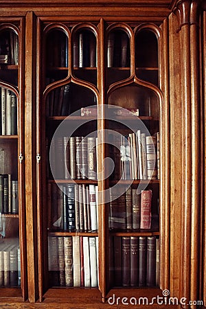 Historic old books in library