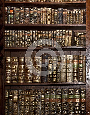 Historic old books in old library
