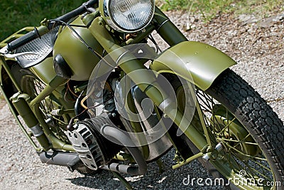 Historical military green motorbike