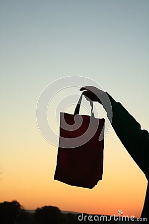 Holding a bag silhouette