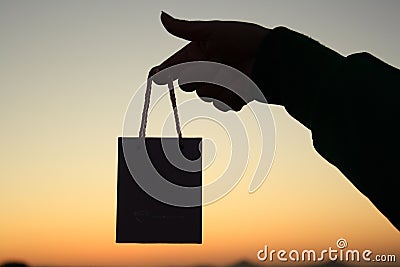 Holding a bag silhouette