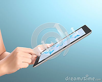 Holding touch screen tablet and With graph