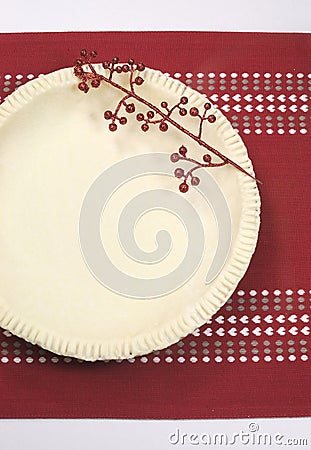 Holiday festive baking with an empty pie shell pastry crust