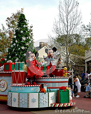 Holiday Mickey and Minnie Mouse on Parade.