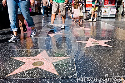 Walk Fame on Hollywood   September 4  Tourists Walking On Hollywood Walk Of Fame On