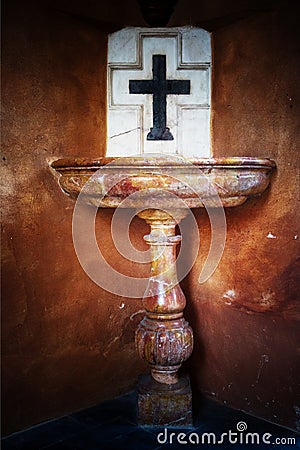 Holy water font in Sevilla, Spain