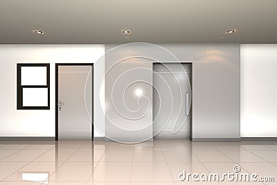 Home interior 3D rendering with twin door
