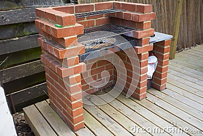 Home made built brick barbeque