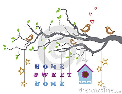 Home sweet home-mobile dans la nouvelle maison carte de voeux