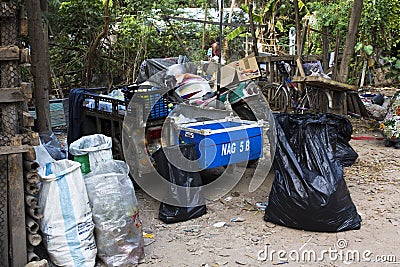 Homeless collected garbage.