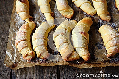 Homemade French croissants from the puff pastry