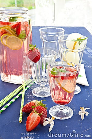 Homemade Lemonade with strawberries