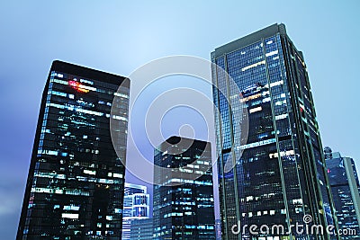 Hong Kong Business District at Night
