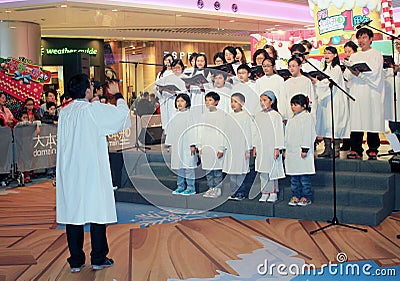 Hong Kong christmas eve caroling event in Domain Mall