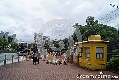 Hongkong, China: bus station and road traffic