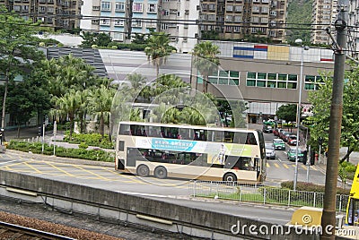 Hongkong, China: bus station and road traffic