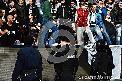 Hooliganism during a football game