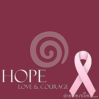 Hope Love & Courage Pink Ribbon Background