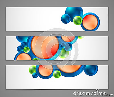 Horizontal banners with spheres, buttons