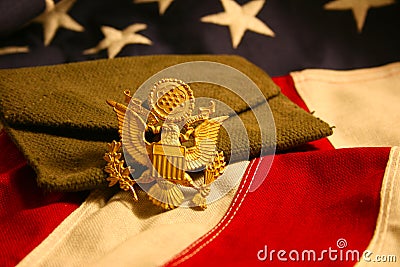 Horizontal US Flag Background with Eagle Emblem