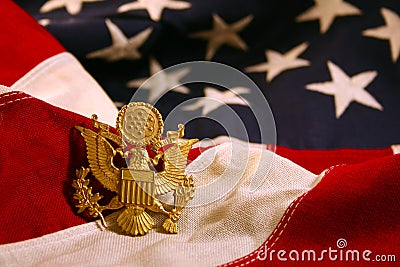 Horizontal US Flag Background with Eagle Emblem