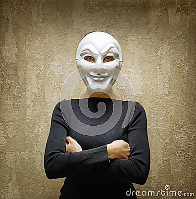 Woman in white mask