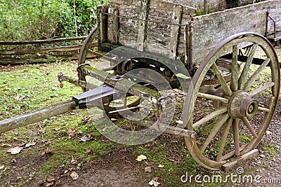 A horse-drawn wagon used in pioneer days