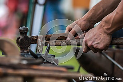 Horse shoe being crafted by blacksmith/farrier