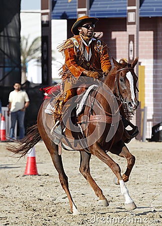 A horserider performs at Maraee 2014, Bahrain