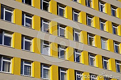 Hospital building with many windows background.