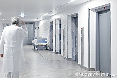 Hospital elevator hallway