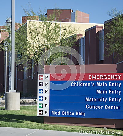 Hospital sign at main entrance