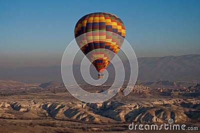 Hot air balloon in flight