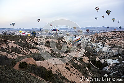 Hot air balloon flight in Cappadocia, Turkey.