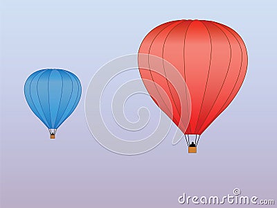Hot air balloons red blue