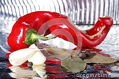 Hot peppers , beautiful background spices and condiments close up