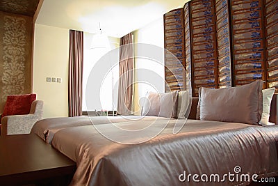 Hotel room or bedroom