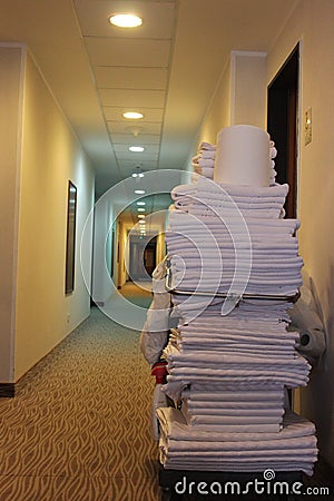 Hotel room cleaning trolley