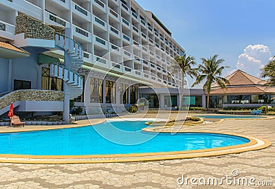 Hotel and swimming pool