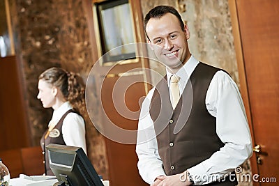 Hotel worker on reception