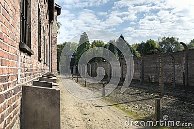 House block in concentration camp in Auschwitz, Poland.