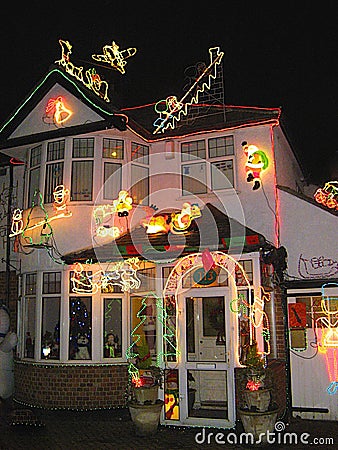 House with Christmas lights