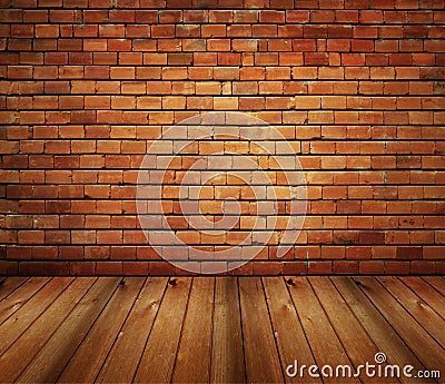 House interior brick and wood grunge texture