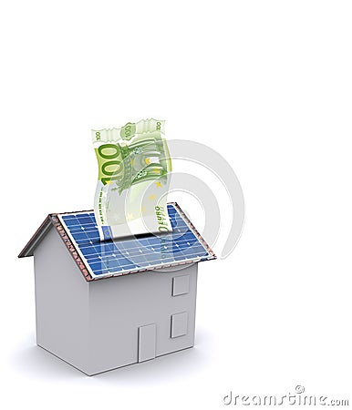 House with solar energy and wind turbine to make money and protect the 