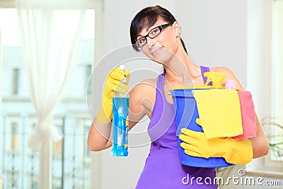 Household cleaning woman
